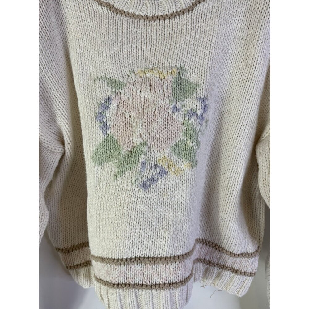 Vintage 90s Cottagecore Baby Sweater Floral Knit Cropped - Picture 3 of 7